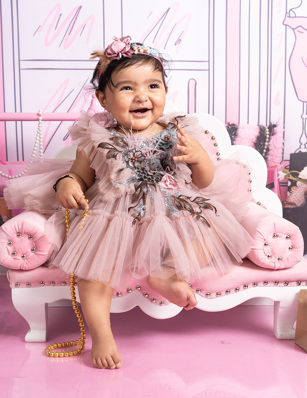 Baby shoot portrait in a styled studio theme